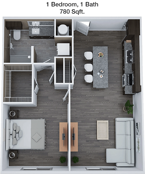 780 sq ft floorplan layout
