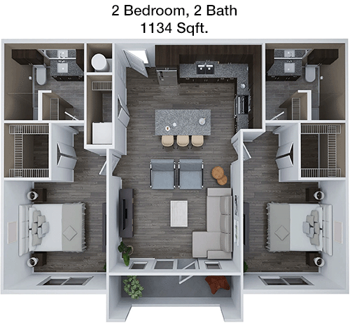 1,134 sq ft floorplan layout