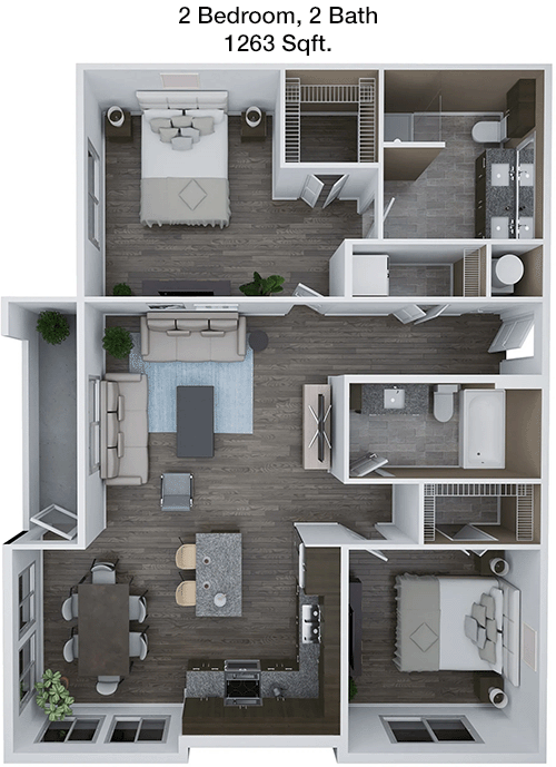 1,263 sq ft floorplan layout