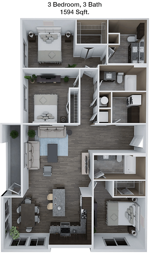 1,594 sq ft floorplan layout
