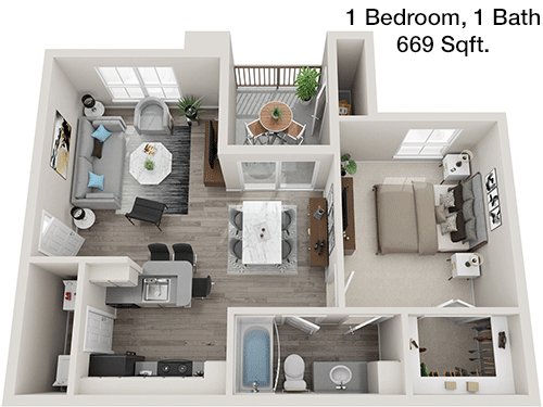 669 sq ft floorplan layout