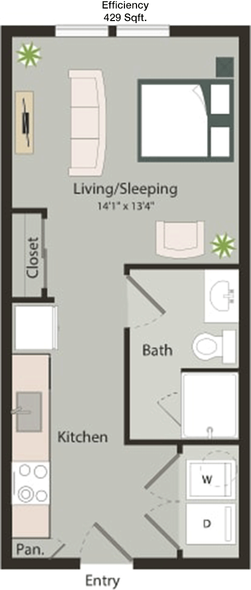 429 sq ft floorplan layout