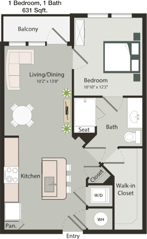 631 sq ft floorplan layout