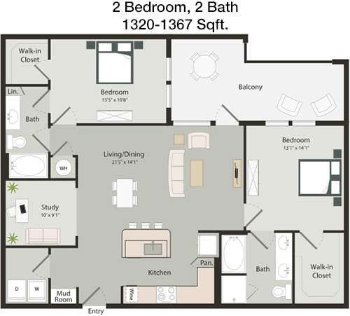 1,320 sq ft floorplan layout