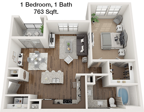 763 sq ft floorplan layout