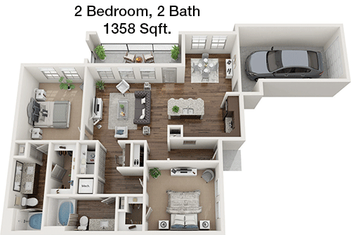 1,358 sq ft floorplan layout