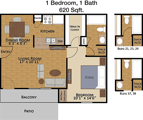 620 sq ft floorplan layout