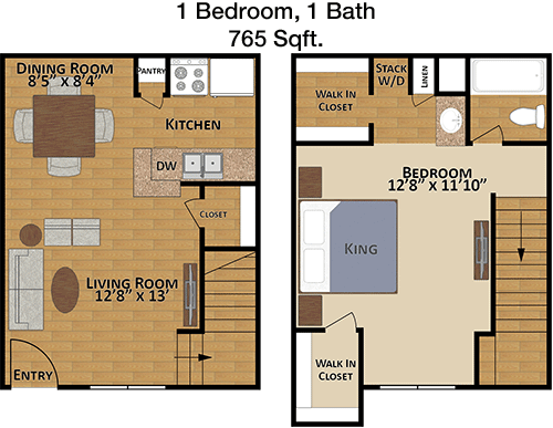 765 sq ft floorplan layout