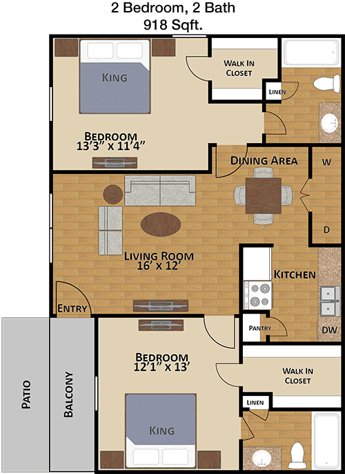918 sq ft floorplan layout