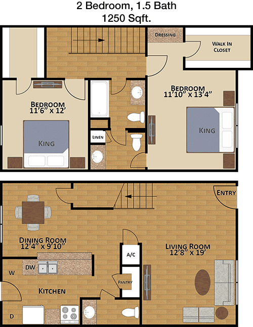 1,250 sq ft floorplan layout