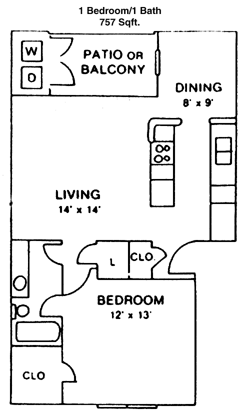 757 sq ft floorplan layout