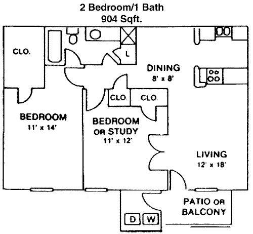 904 sq ft floorplan layout