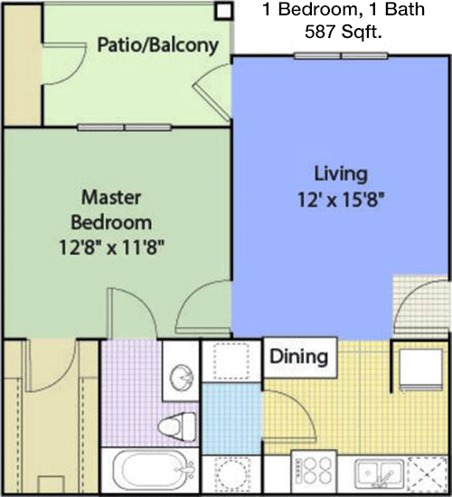 587 sq ft floorplan layout