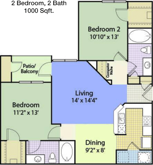 1,000 sq ft floorplan layout
