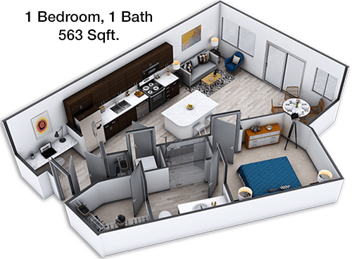 563 sq ft floorplan layout