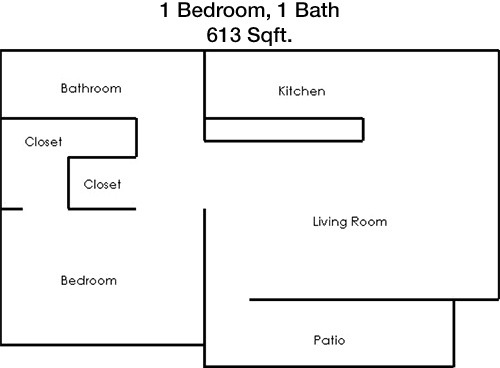 613 sq ft floorplan layout
