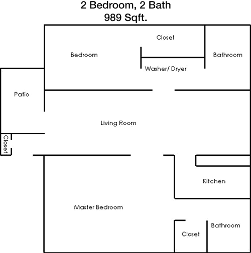 989 sq ft floorplan layout