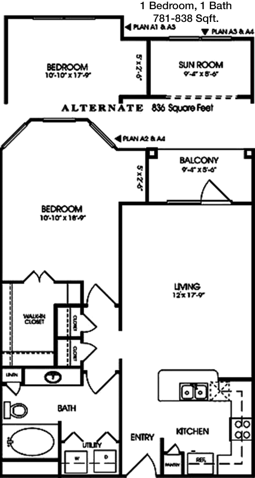 781 sq ft floorplan layout