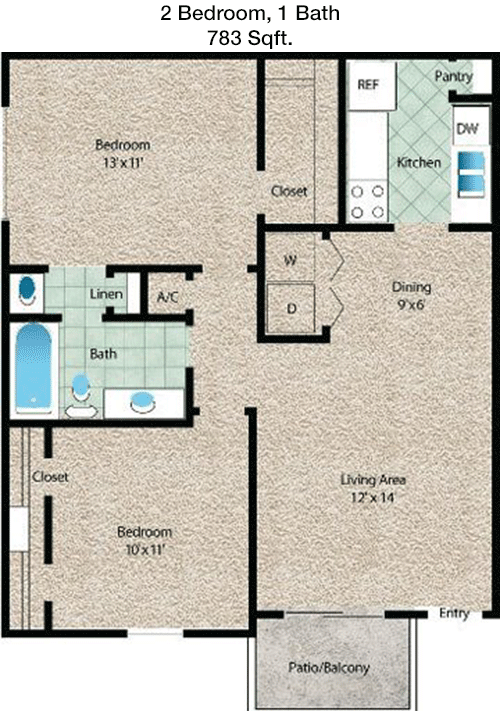 783 sq ft floorplan layout