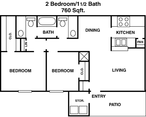 760 sq ft floorplan layout