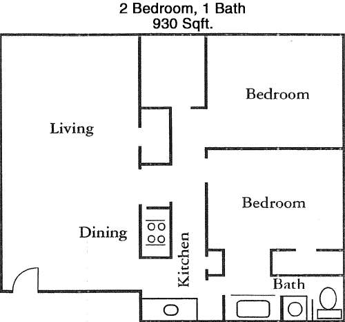 930 sq ft floorplan layout