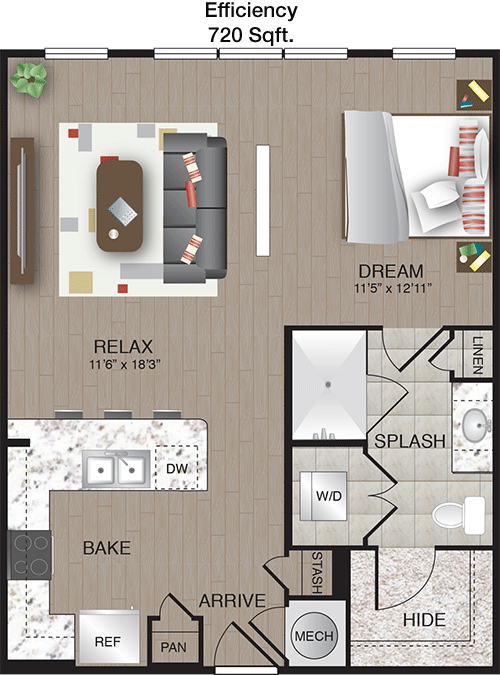 720 sq ft floorplan layout