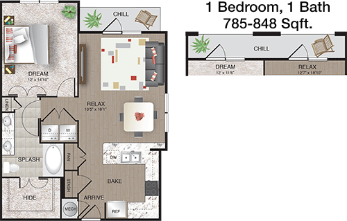 785 sq ft floorplan layout