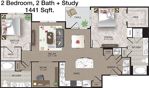 1,441 sq ft floorplan layout