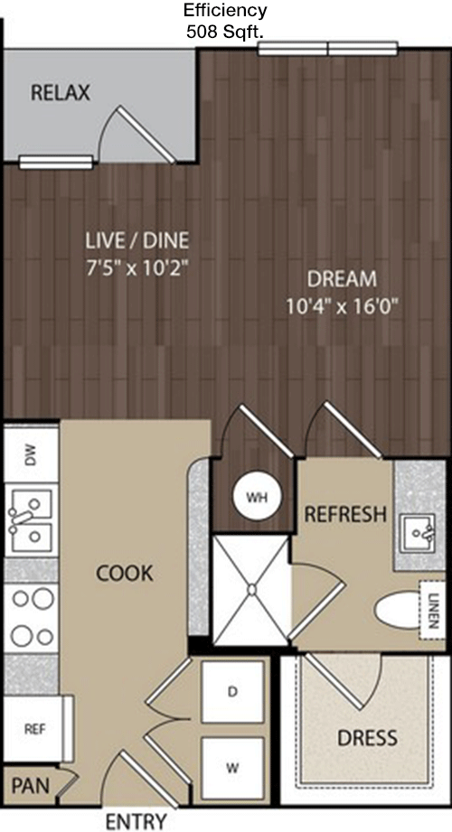 508 sq ft floorplan layout