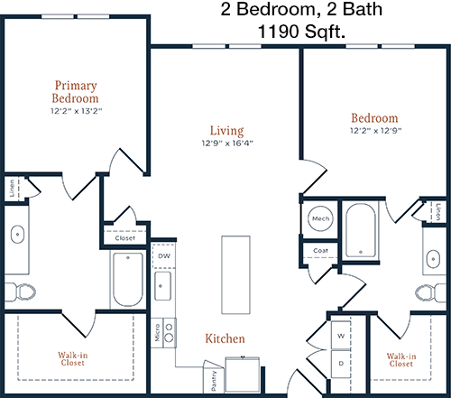 1,190 sq ft floorplan layout