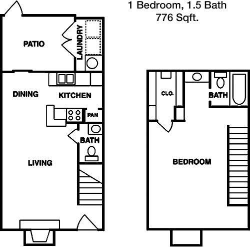 776 sq ft floorplan layout