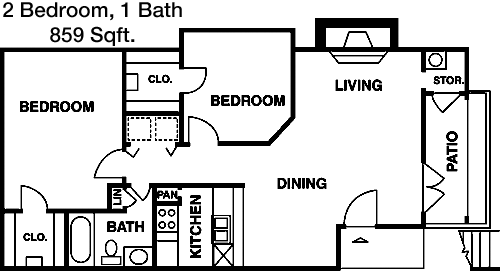 859 sq ft floorplan layout