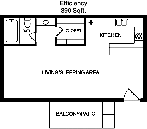 390 sq ft floorplan layout