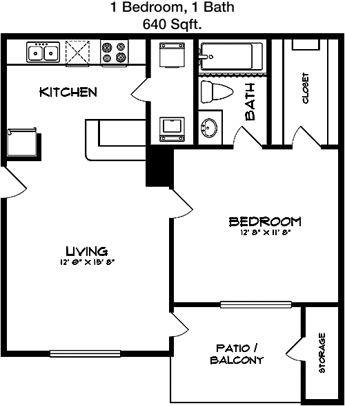 640 sq ft floorplan layout