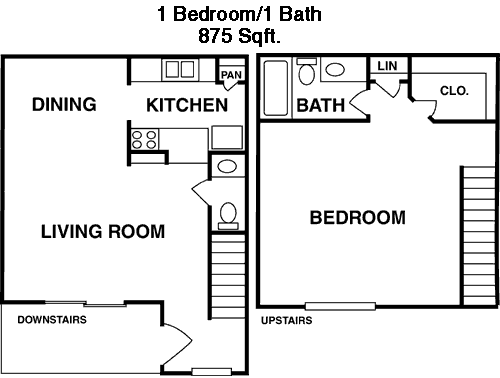 875 sq ft floorplan layout