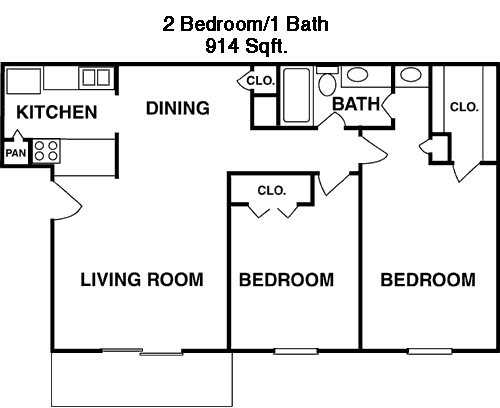 914 sq ft floorplan layout