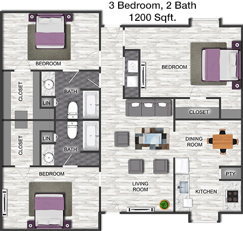 1,200 sq ft floorplan layout