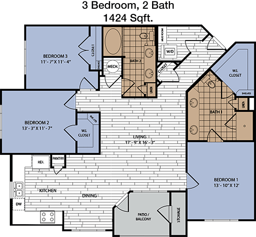 1,424 sq ft floorplan layout
