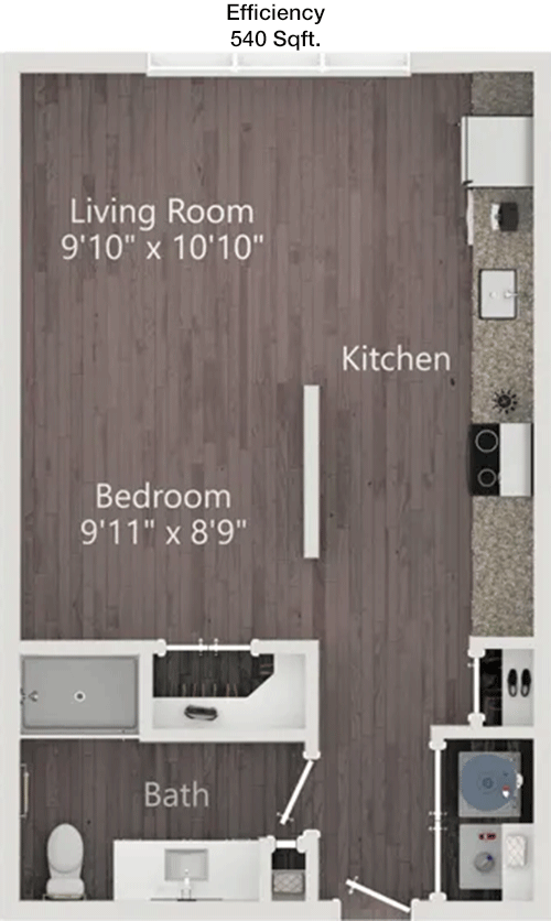540 sq ft floorplan layout
