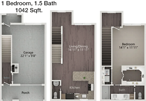 1,042 sq ft floorplan layout