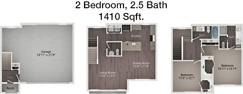 1,410 sq ft floorplan layout