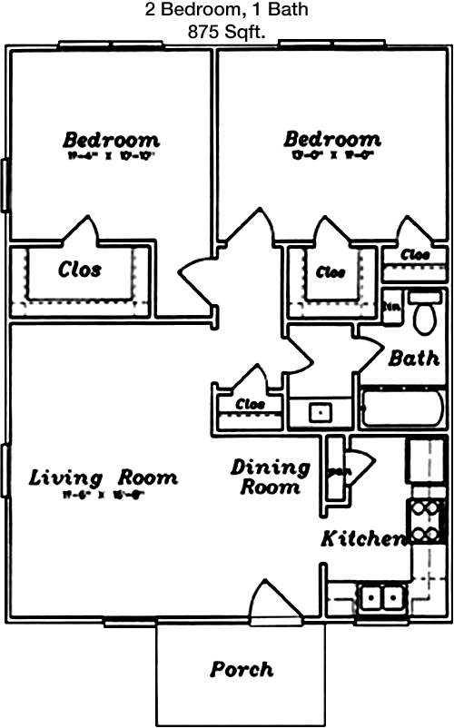 875 sq ft floorplan layout