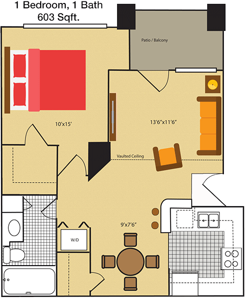 603 sq ft floorplan layout
