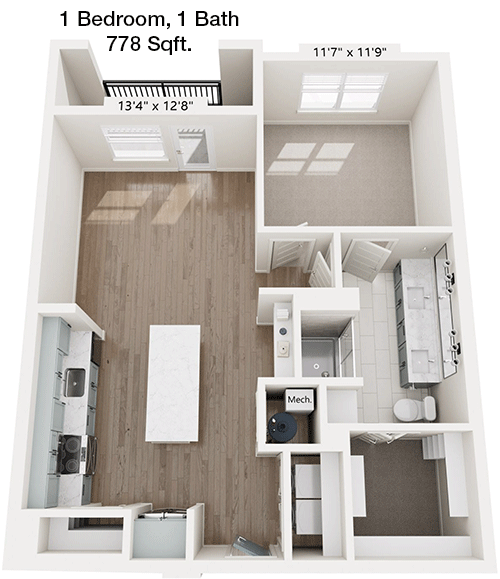 778 sq ft floorplan layout