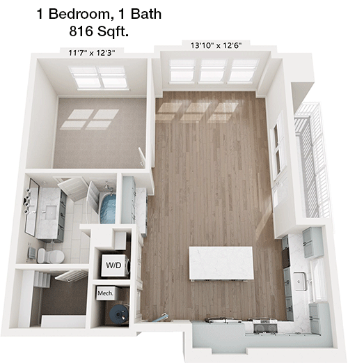 816 sq ft floorplan layout