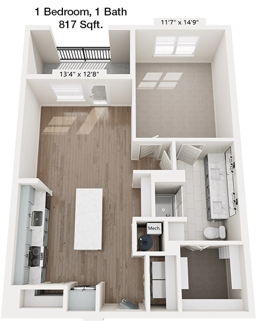 817 sq ft floorplan layout