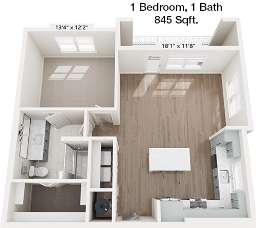 845 sq ft floorplan layout