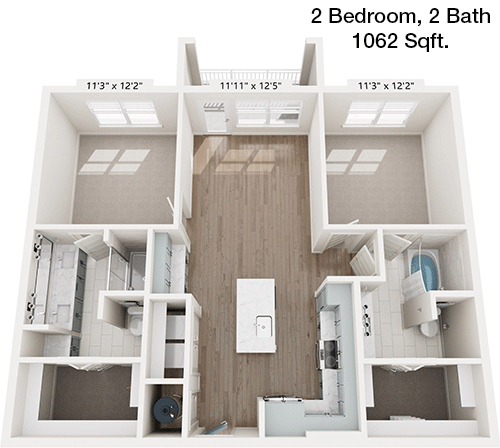 1,062 sq ft floorplan layout