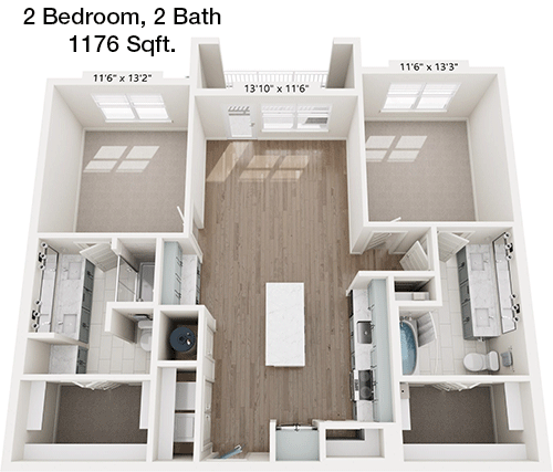 1,176 sq ft floorplan layout