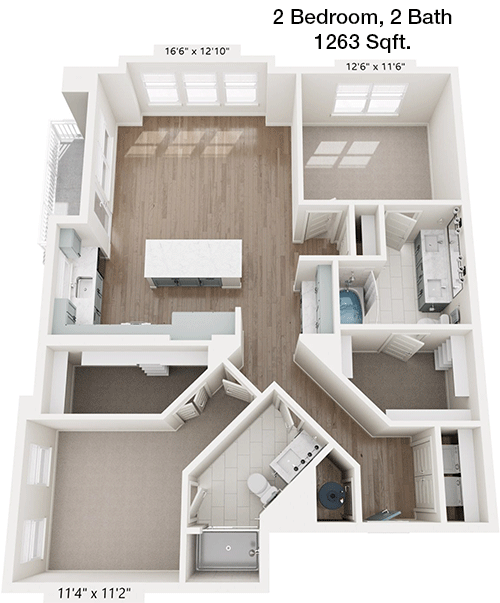 1,263 sq ft floorplan layout